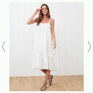 Jenni Kayne Seersucker Summer Dress Ivory XXL